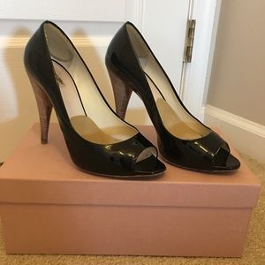 Patent Leather Miu Miu Peep Toe Pump - Size 38 1/2